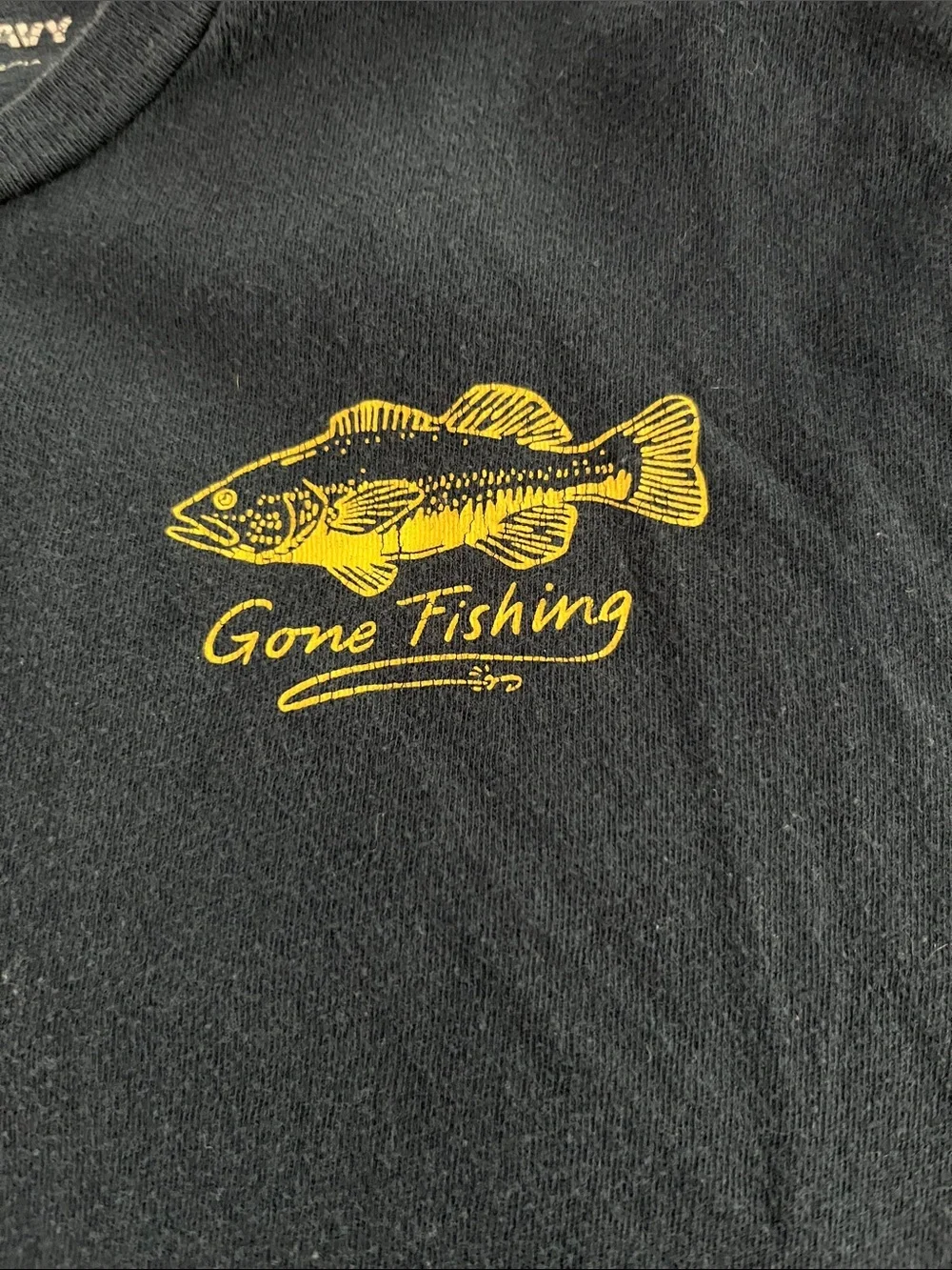 Old Navy Navy Short-Sleeve 'Gone Fishing' Graphic Tee with Yellow Accent